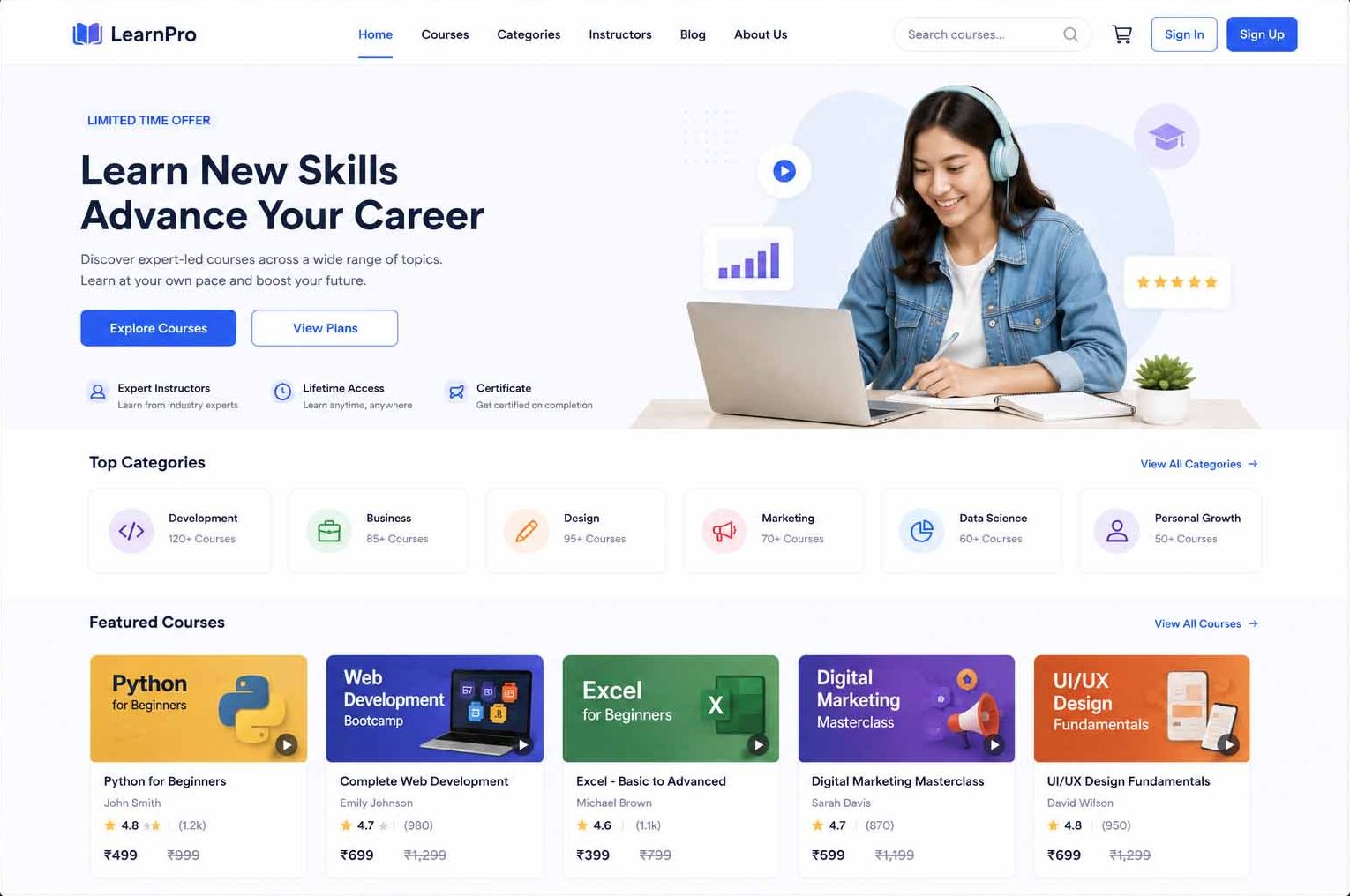 Educational Course Selling Website